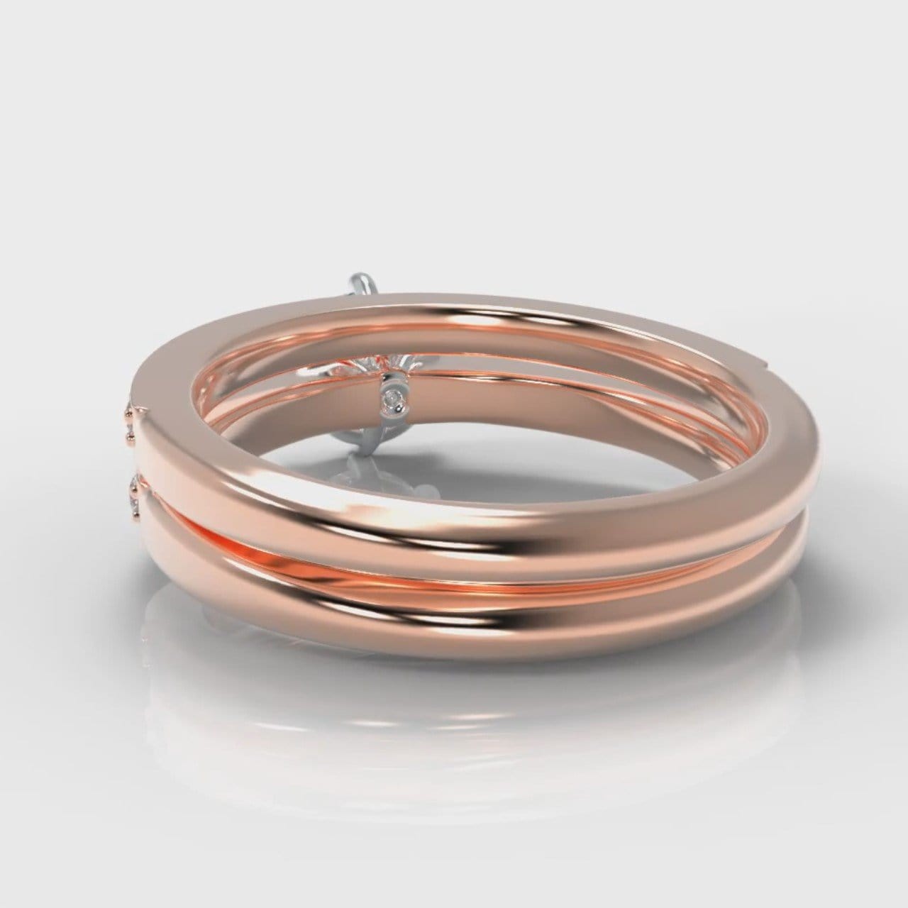 Star Pavé Round Brilliant Diamond Bridal Set - Rose Gold