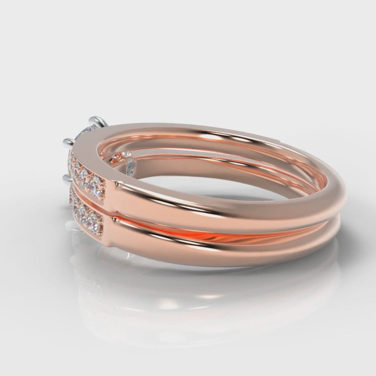 Star Pavé Round Brilliant Diamond Bridal Set - Rose Gold