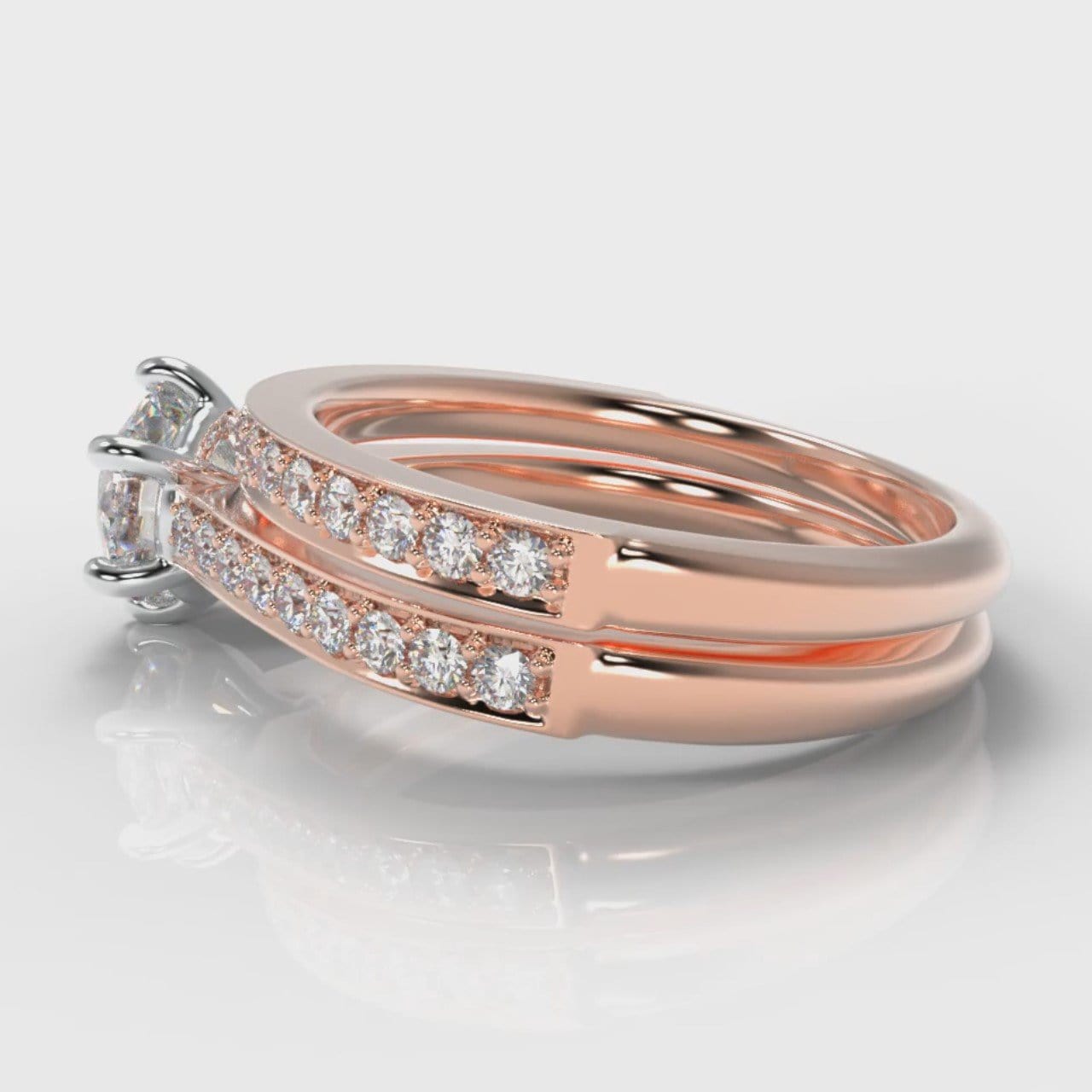 Star Pavé Round Brilliant Diamond Bridal Set - Rose Gold