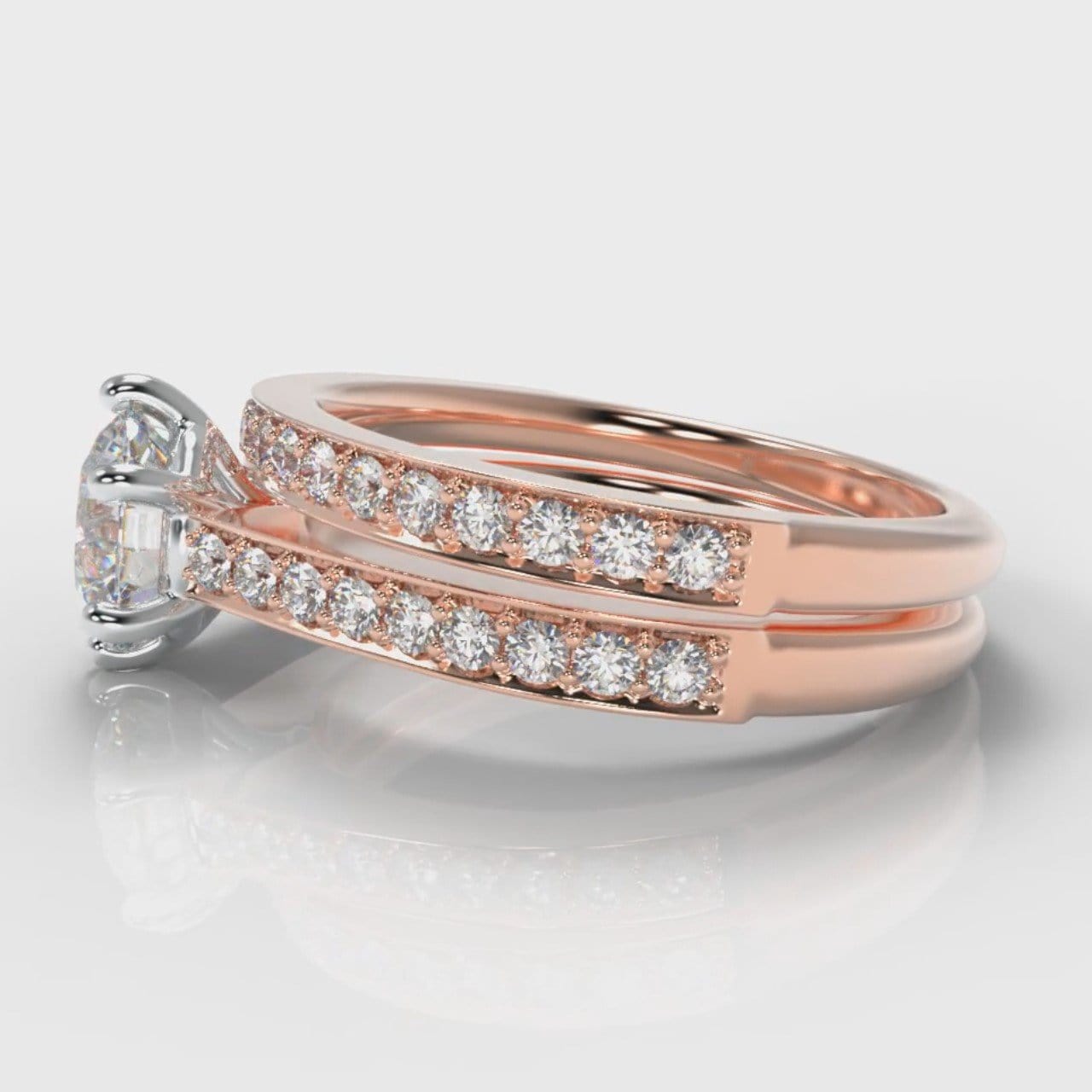 Star Pavé Round Brilliant Diamond Bridal Set - Rose Gold