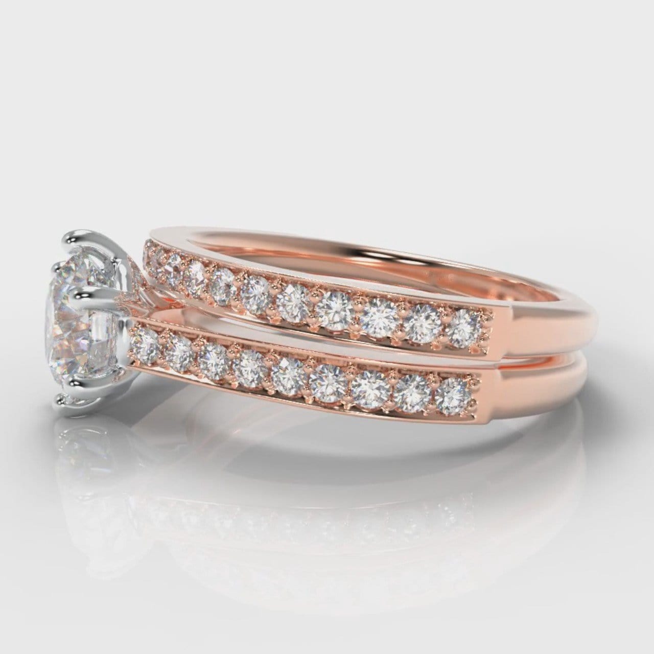 Star Pavé Round Brilliant Diamond Bridal Set - Rose Gold