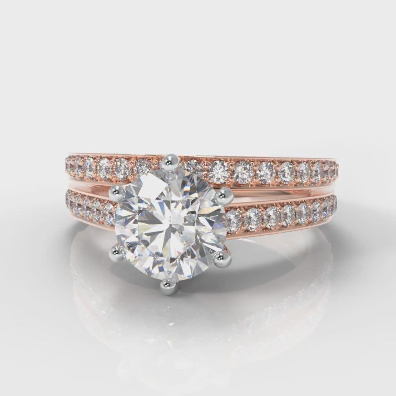 Star Pavé Round Brilliant Diamond Bridal Set - Rose Gold