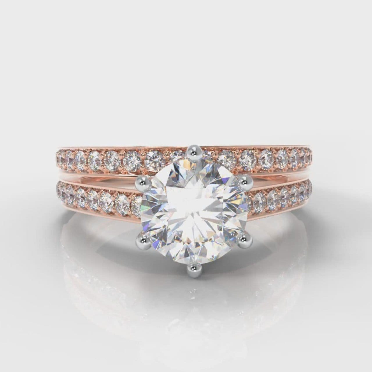 Star Pavé Round Brilliant Diamond Bridal Set - Rose Gold