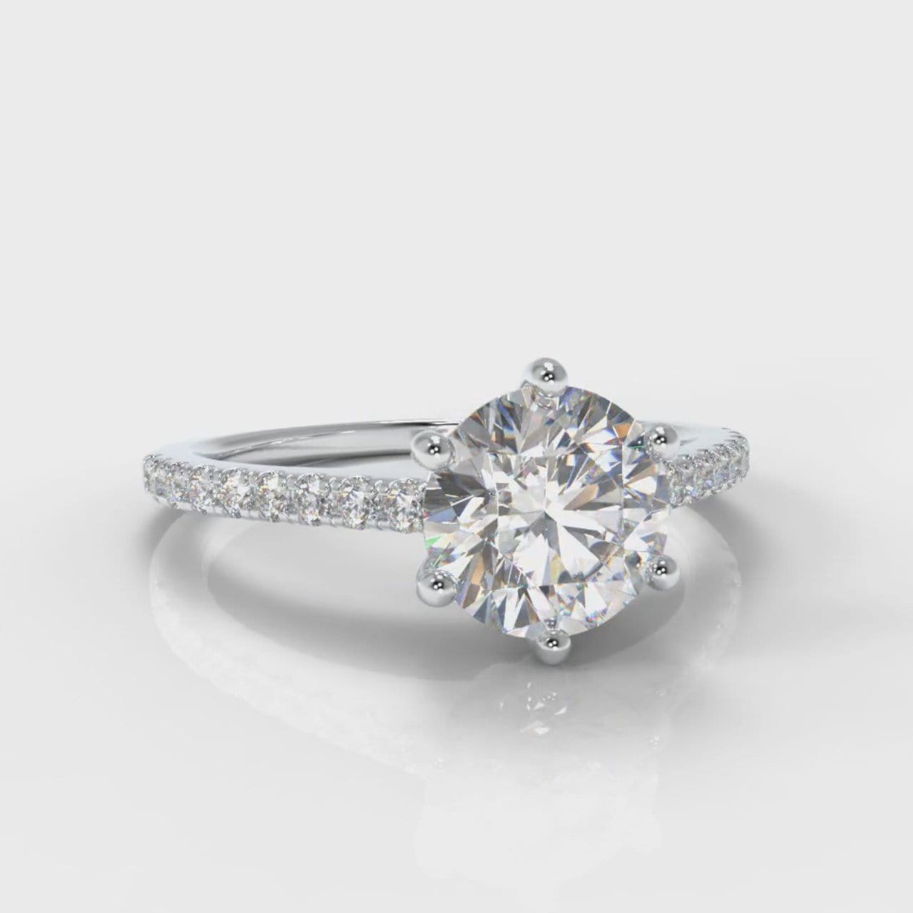 Star Petite Micropavé Round Brilliant Cut Diamond Engagement Ring