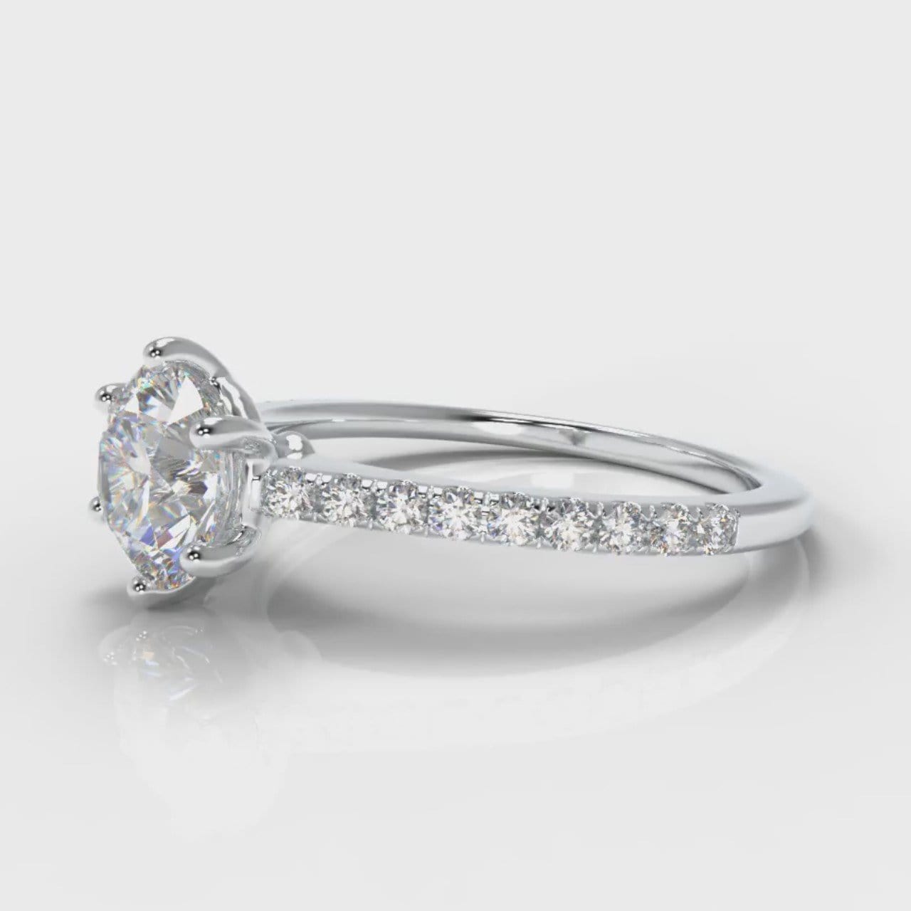 Star Petite Micropavé Round Brilliant Cut Diamond Engagement Ring