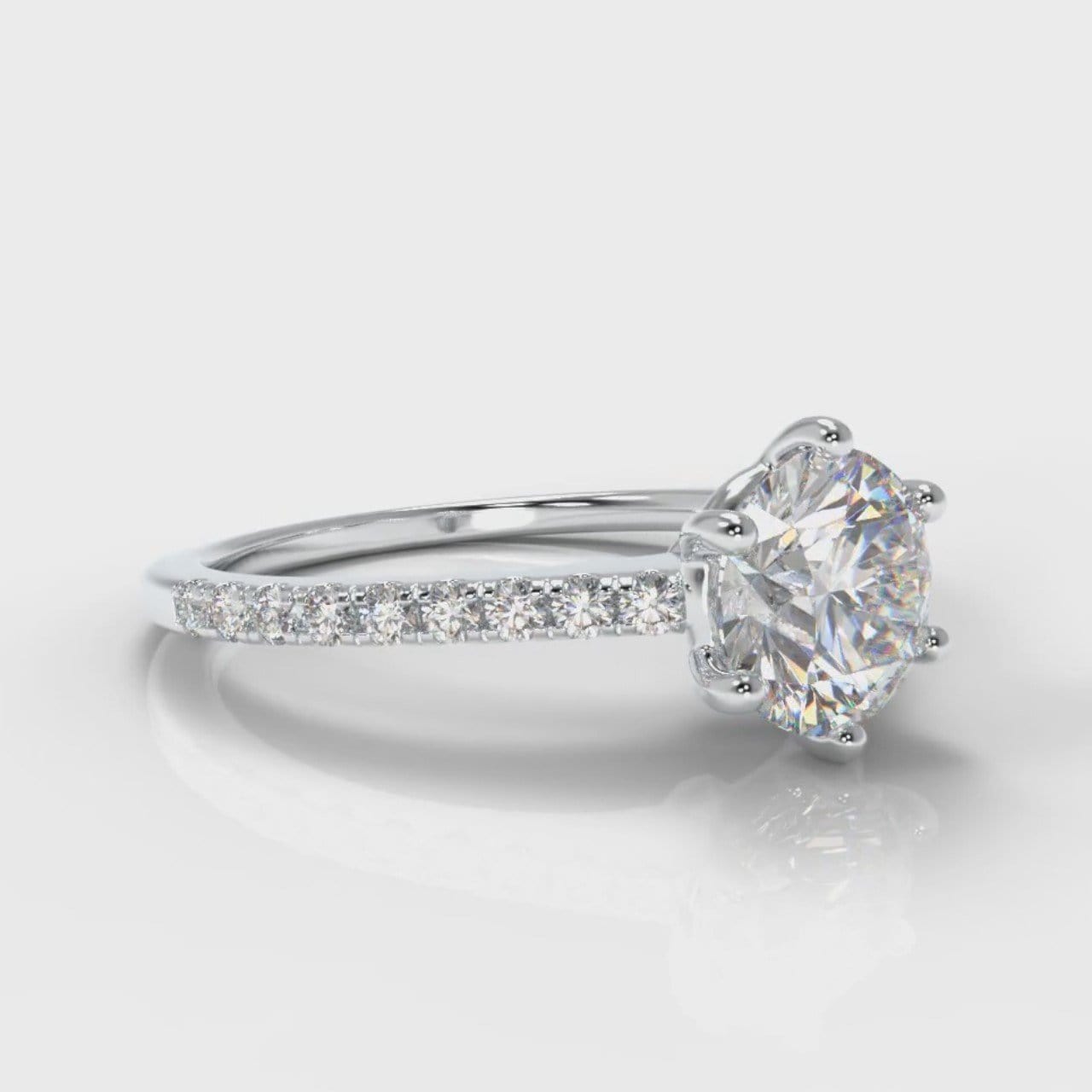 Star Petite Micropavé Round Brilliant Cut Diamond Engagement Ring