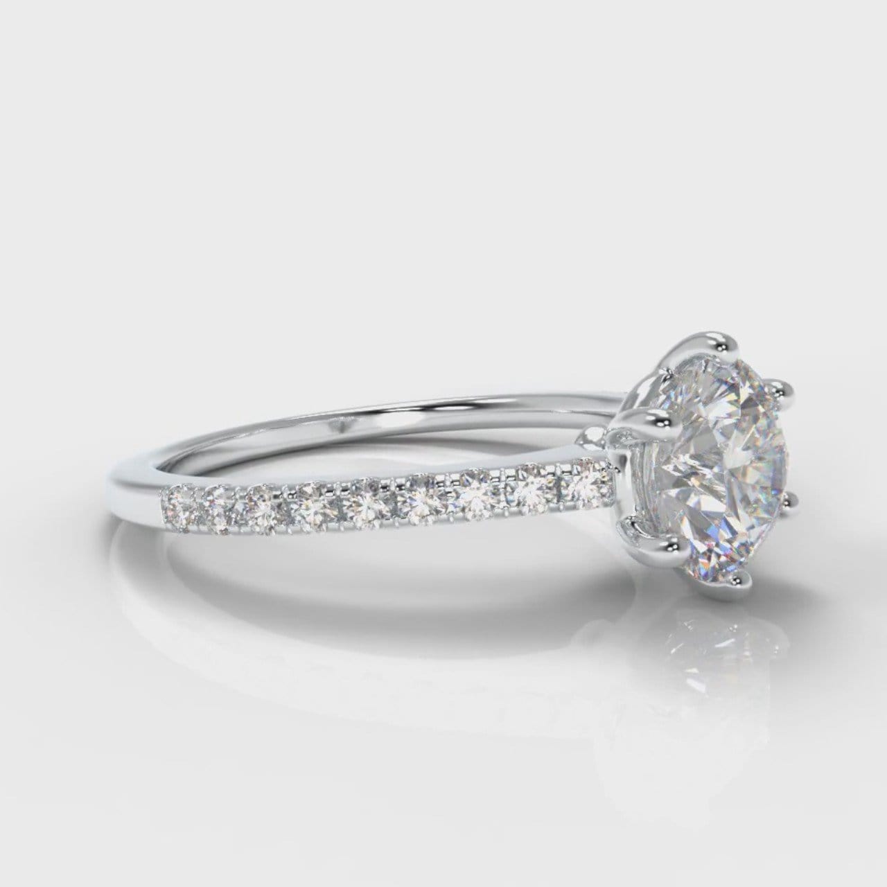 Star Petite Micropavé Round Brilliant Cut Diamond Engagement Ring