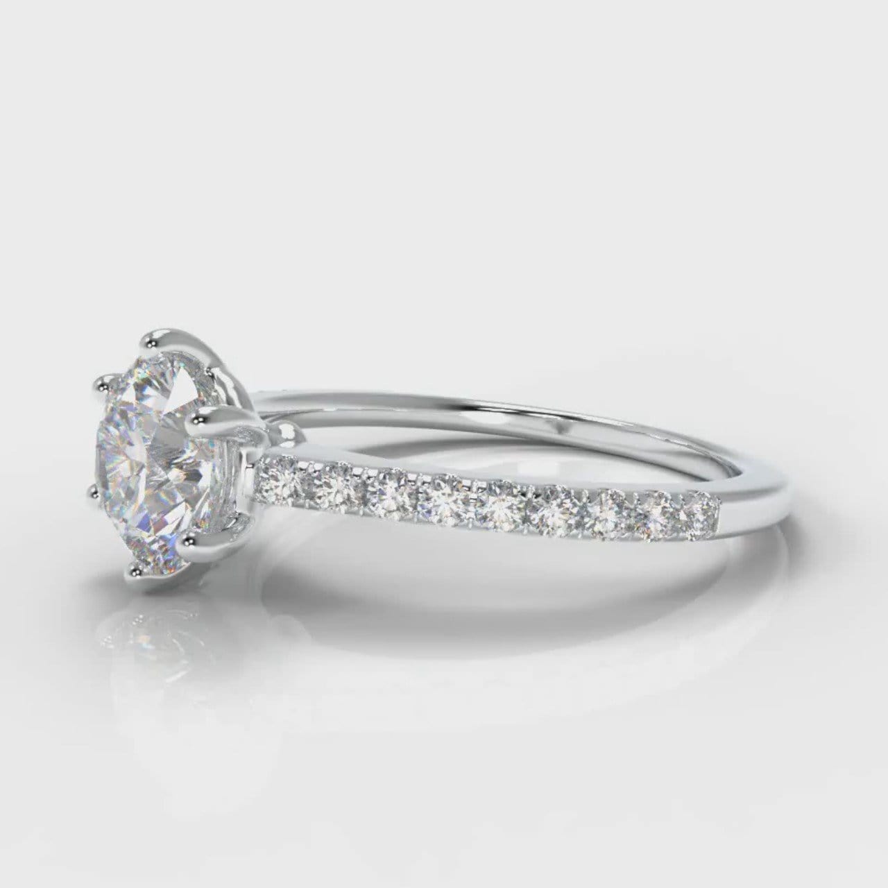 Star Petite Micropavé Round Brilliant Cut Diamond Engagement Ring