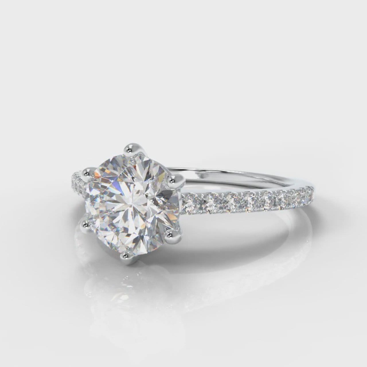 Star Petite Micropavé Round Brilliant Cut Diamond Engagement Ring