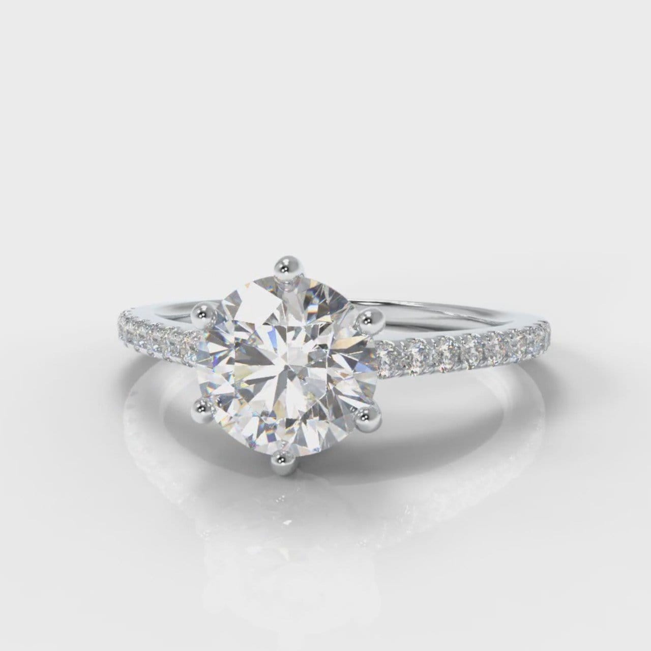 Star Petite Micropavé Round Brilliant Cut Diamond Engagement Ring