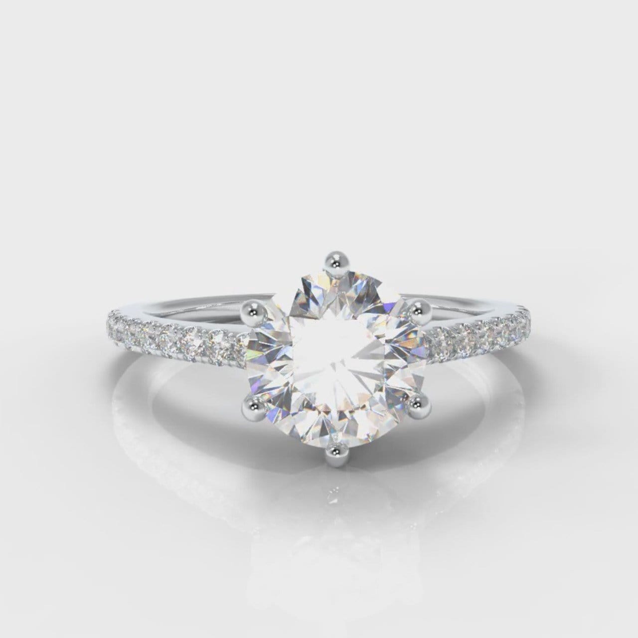 Star Petite Micropavé Round Brilliant Cut Diamond Engagement Ring