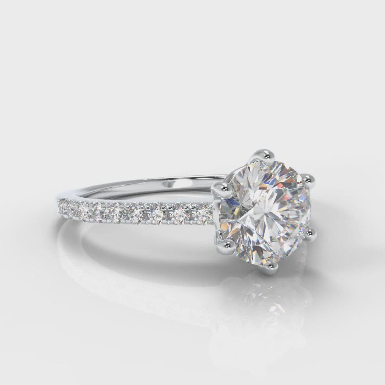 Star Petite Micropavé Round Brilliant Cut Diamond Engagement Ring