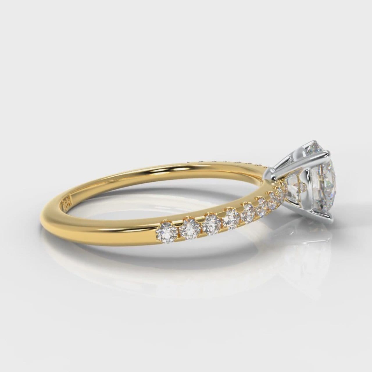 Petite Micropavé Round Brilliant Cut Diamond Engagement Ring - Yellow Gold