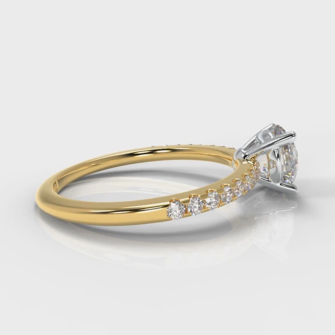 Petite Micropavé Round Brilliant Cut Diamond Engagement Ring - Yellow Gold