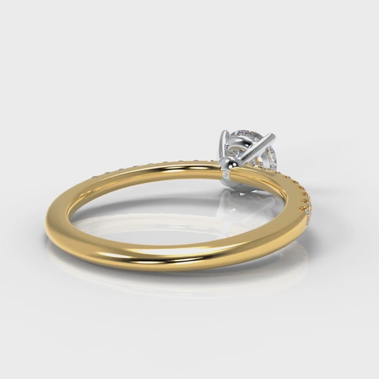 Petite Micropavé Round Brilliant Cut Diamond Engagement Ring - Yellow Gold