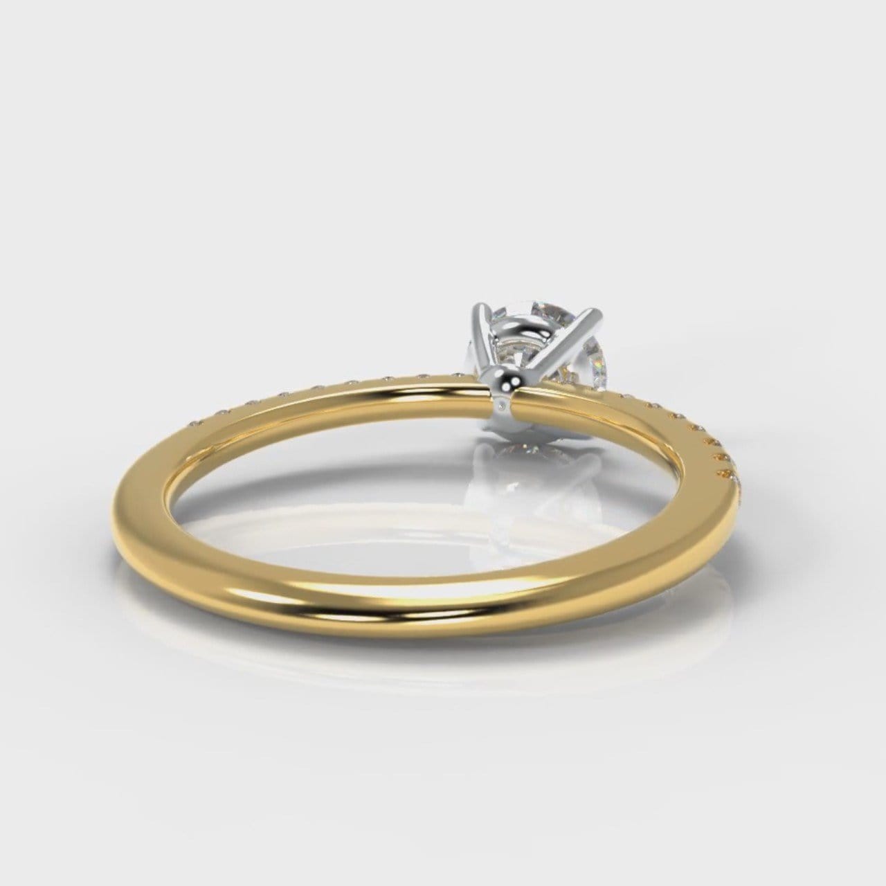 Petite Micropavé Round Brilliant Cut Diamond Engagement Ring - Yellow Gold