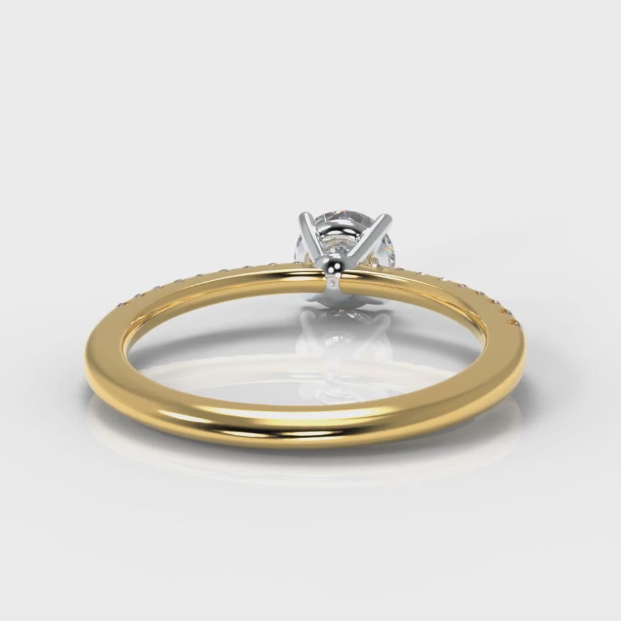 Petite Micropavé Round Brilliant Cut Diamond Engagement Ring - Yellow Gold