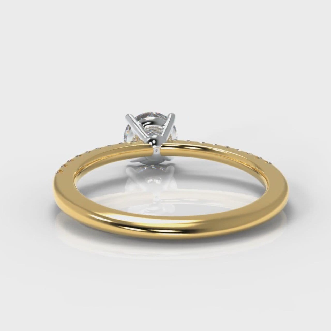 Petite Micropavé Round Brilliant Cut Diamond Engagement Ring - Yellow Gold