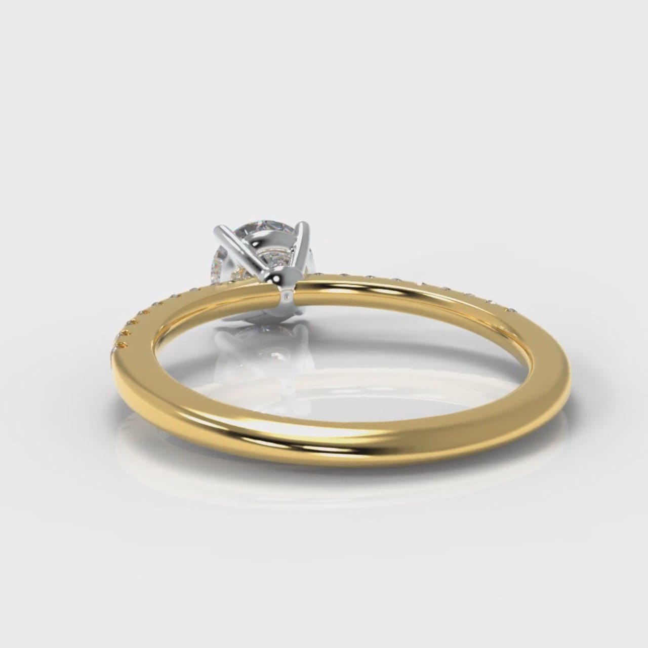 Petite Micropavé Round Brilliant Cut Diamond Engagement Ring - Yellow Gold