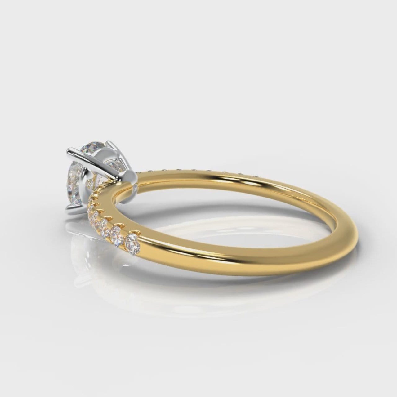Petite Micropavé Round Brilliant Cut Diamond Engagement Ring - Yellow Gold
