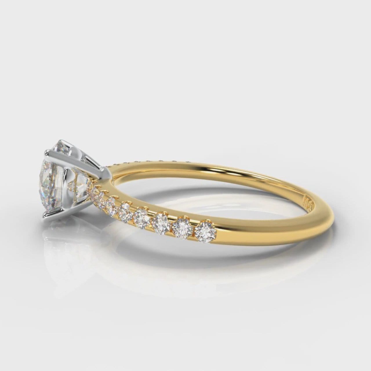 Petite Micropavé Round Brilliant Cut Diamond Engagement Ring - Yellow Gold