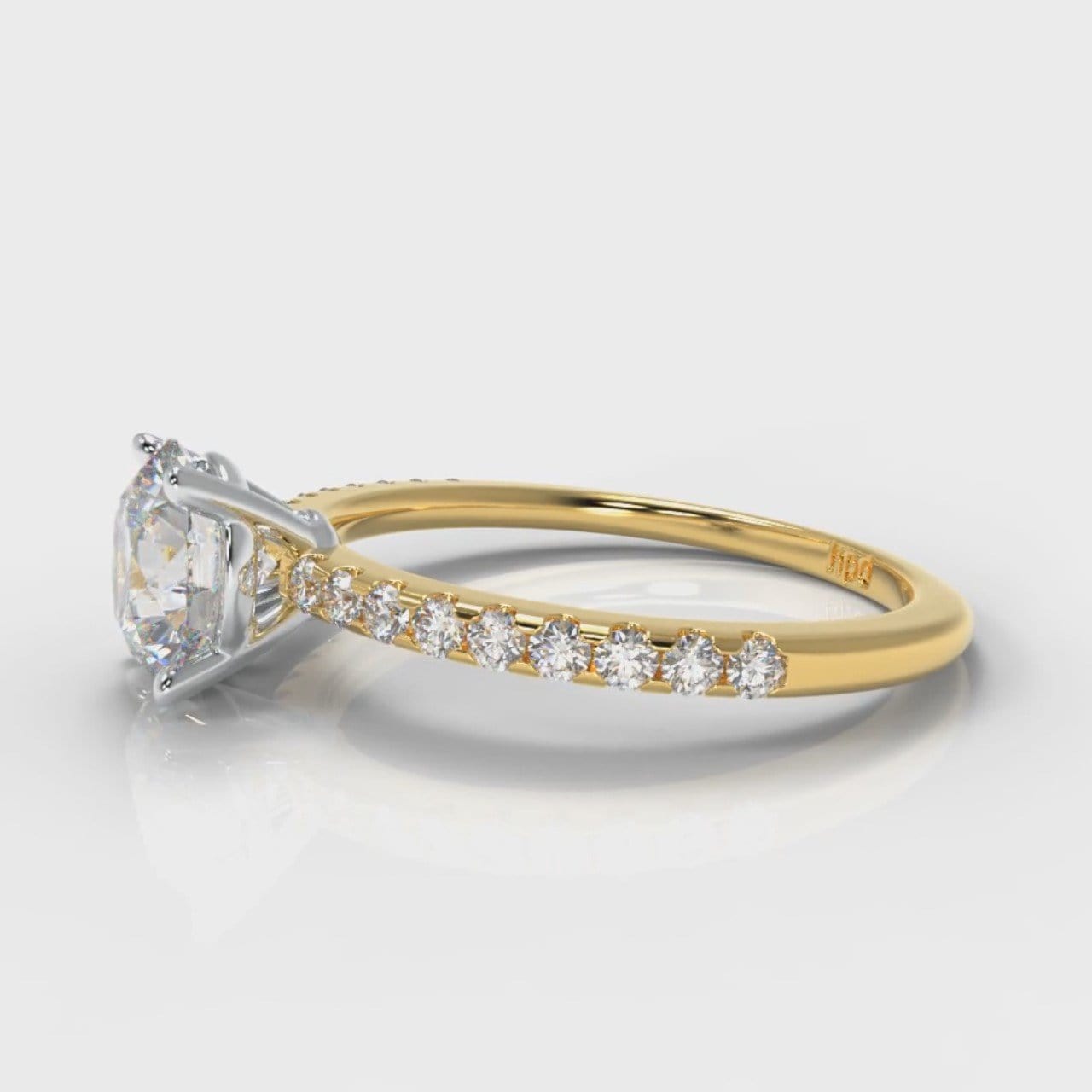 Petite Micropavé Round Brilliant Cut Diamond Engagement Ring - Yellow Gold