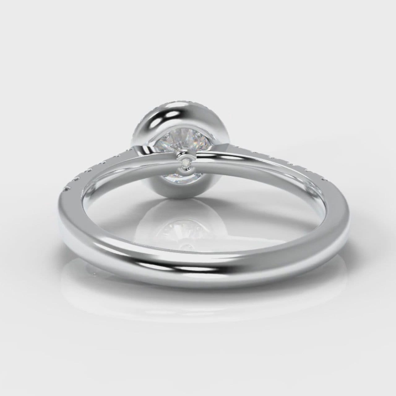 Micropavé Round Brilliant Cut Diamond Halo Engagement Ring