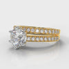 Star Pavé Round Brilliant Diamond Bridal Set - Yellow Gold