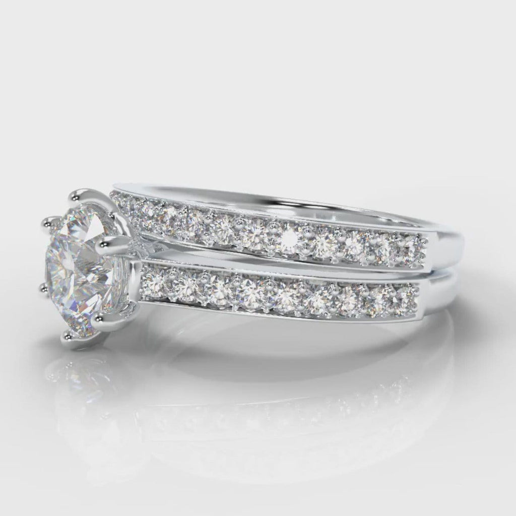 Star Pavé Round Brilliant Diamond Bridal Set