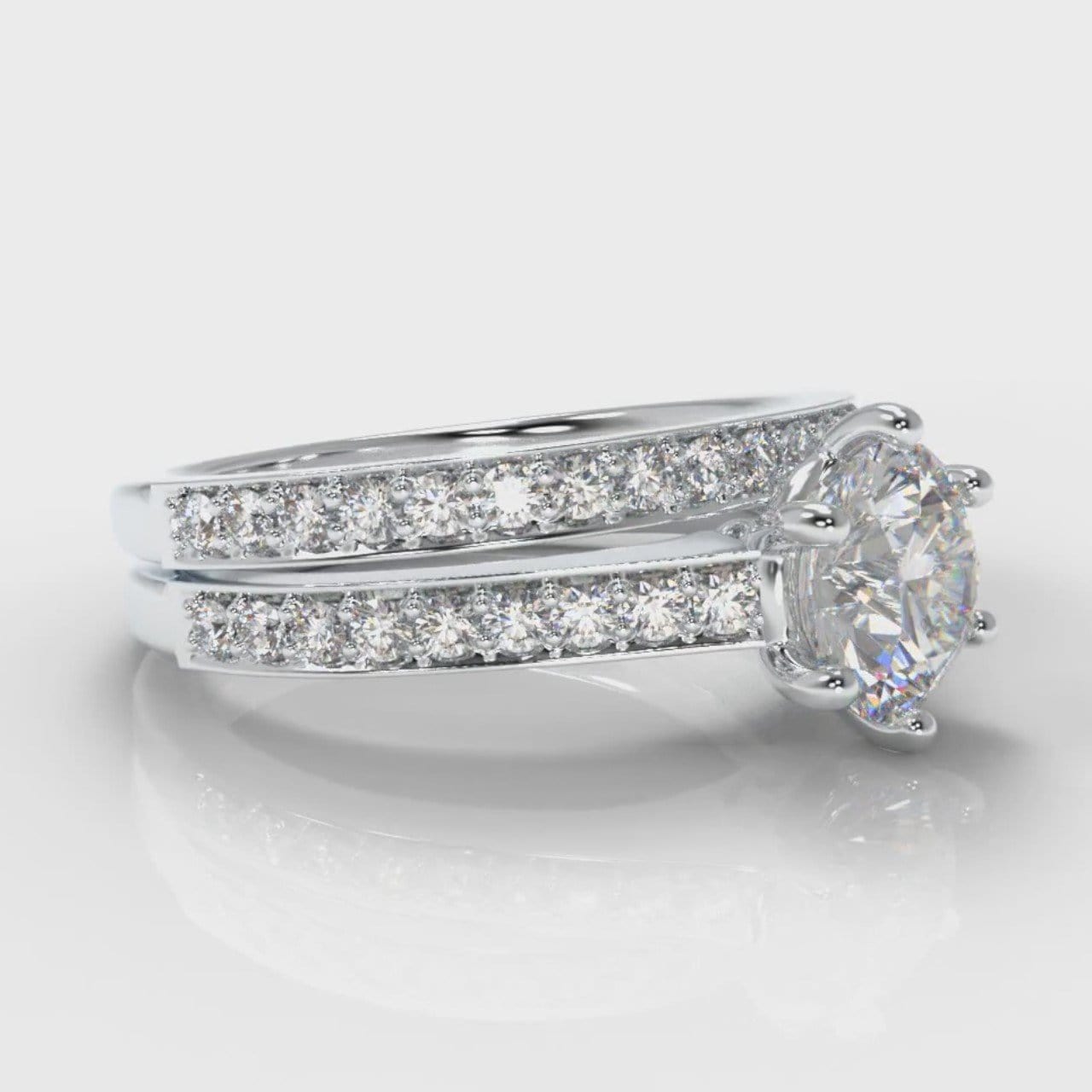Star Pavé Round Brilliant Diamond Bridal Set