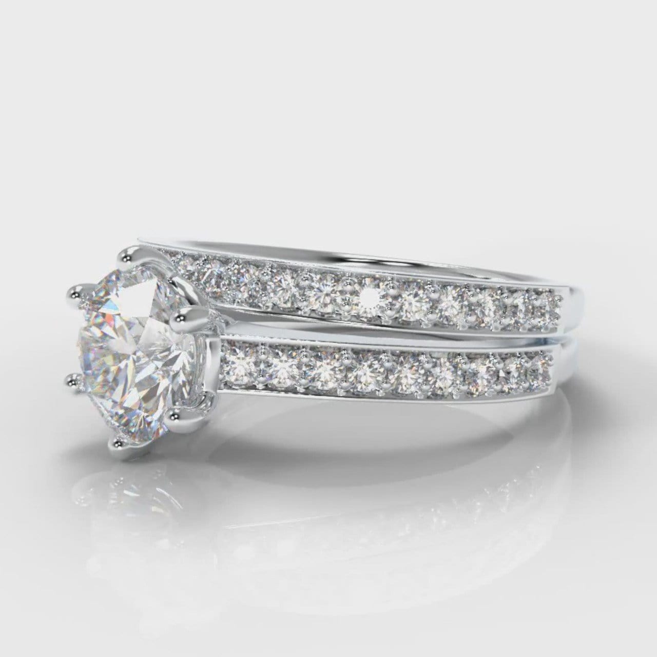 Star Pavé Round Brilliant Diamond Bridal Set
