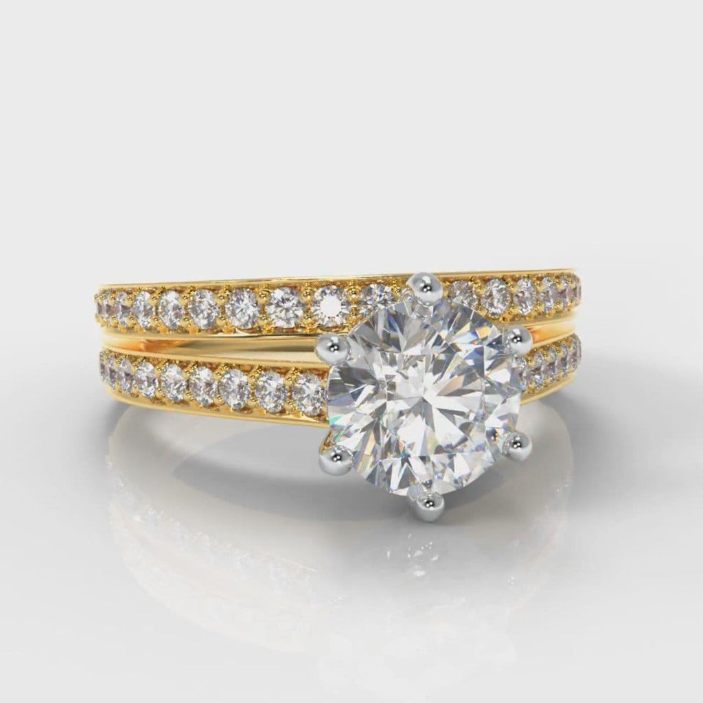 Star Pavé Round Brilliant Diamond Bridal Set - Yellow Gold