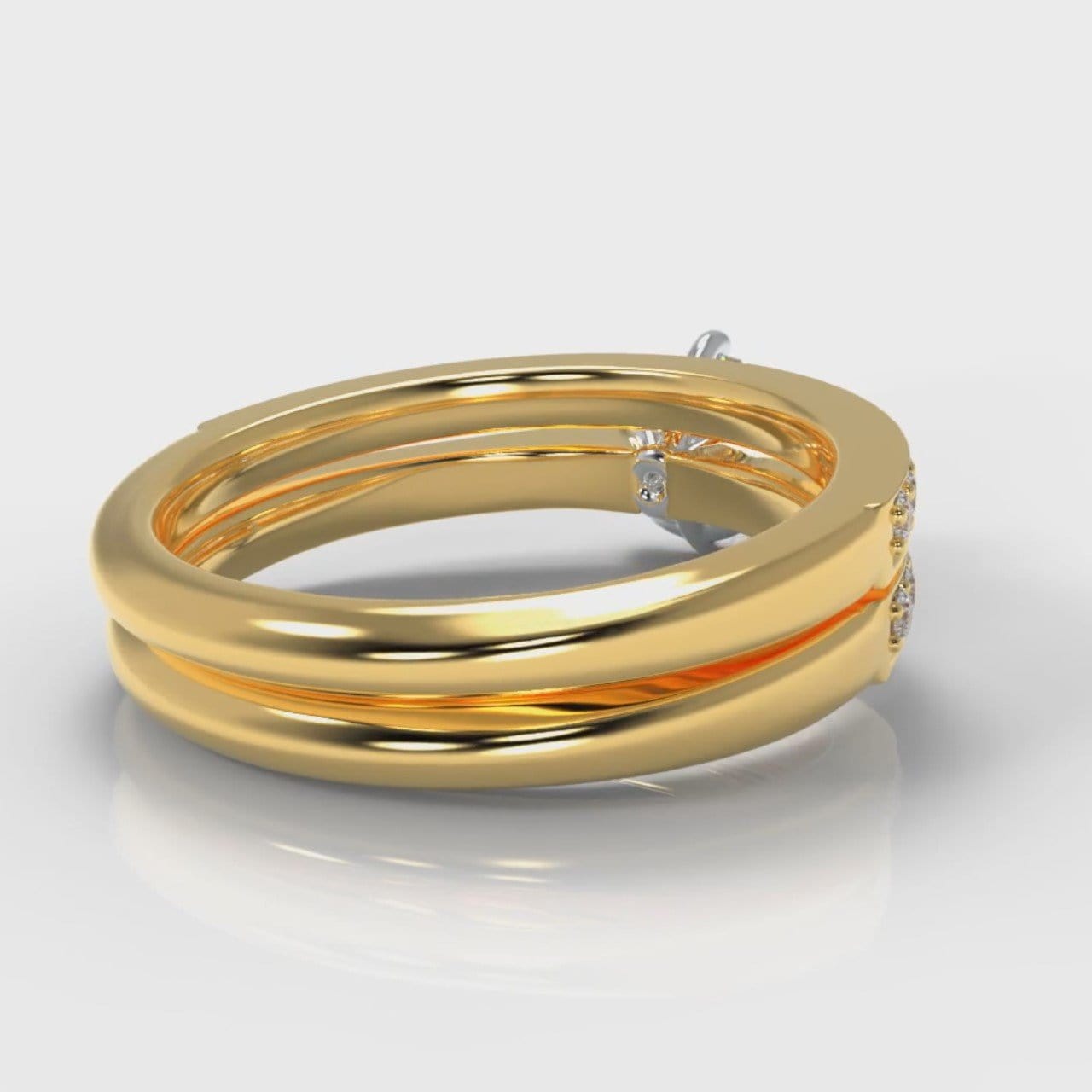 Star Pavé Round Brilliant Diamond Bridal Set - Yellow Gold