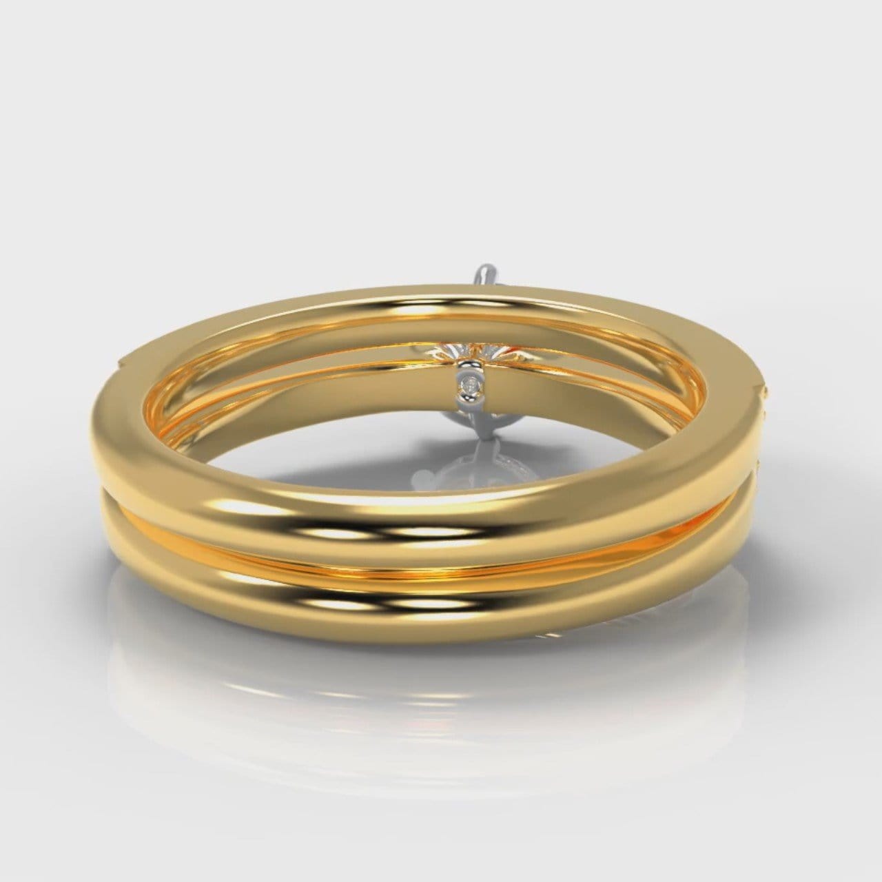 Star Pavé Round Brilliant Diamond Bridal Set - Yellow Gold