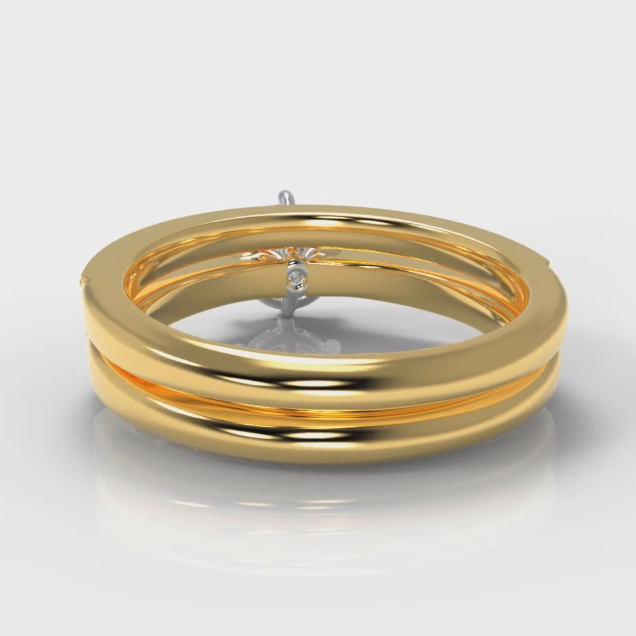 Star Pavé Round Brilliant Diamond Bridal Set - Yellow Gold