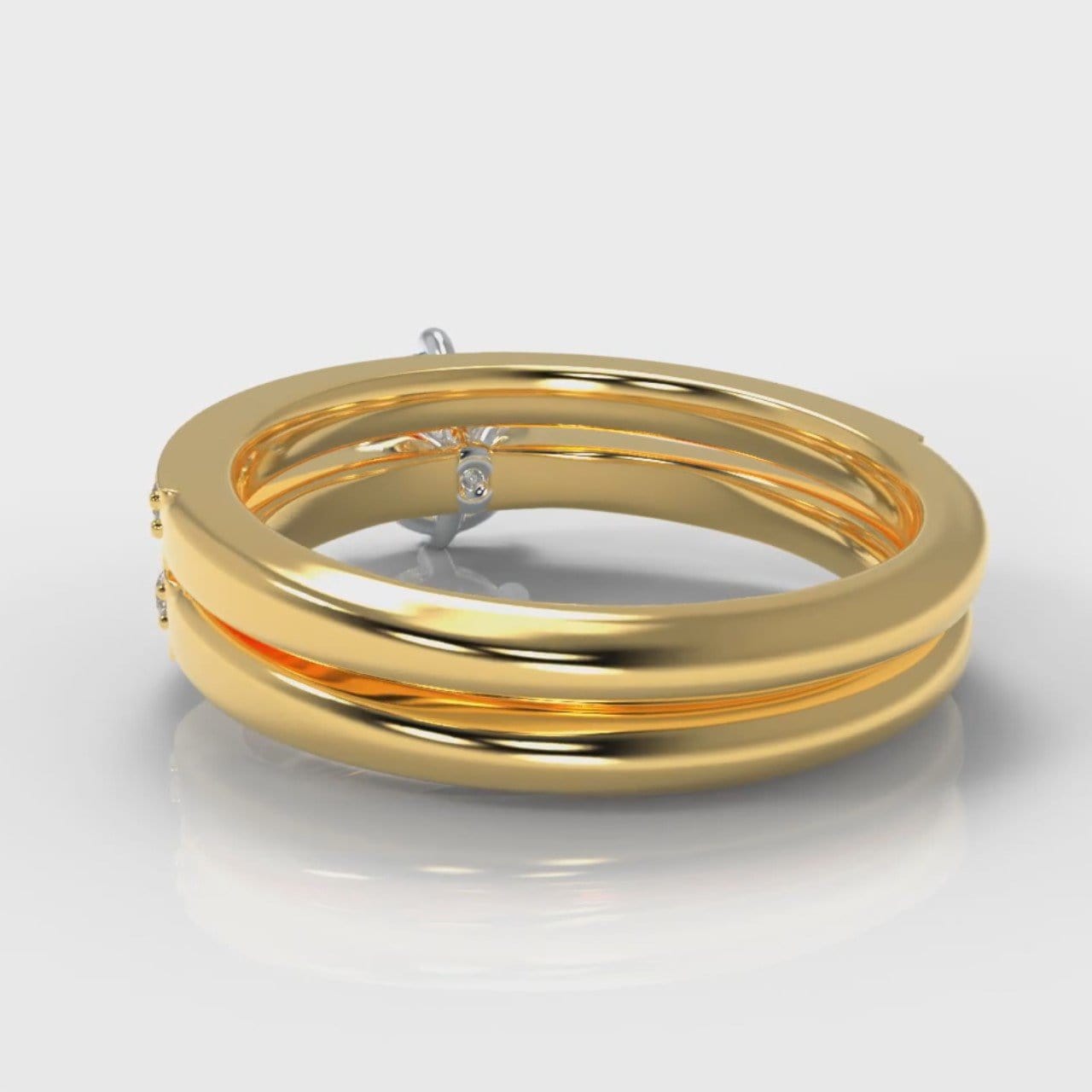Star Pavé Round Brilliant Diamond Bridal Set - Yellow Gold