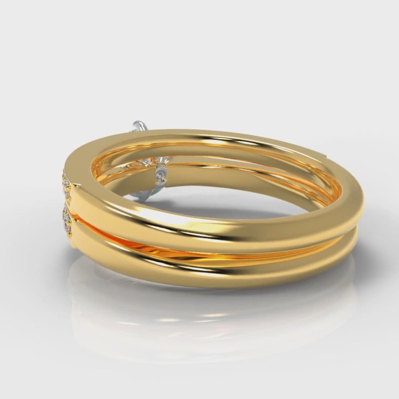 Star Pavé Round Brilliant Diamond Bridal Set - Yellow Gold