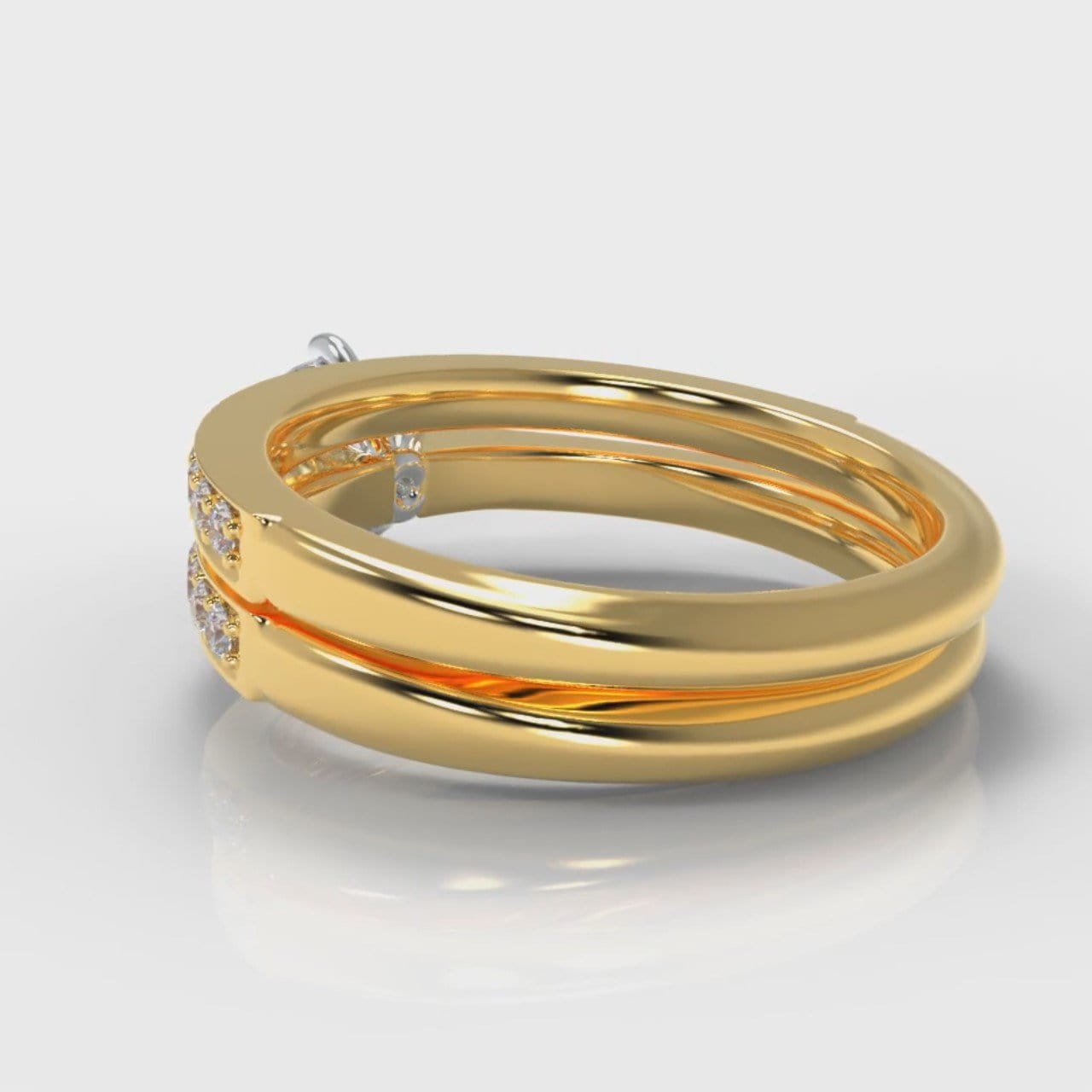 Star Pavé Round Brilliant Diamond Bridal Set - Yellow Gold
