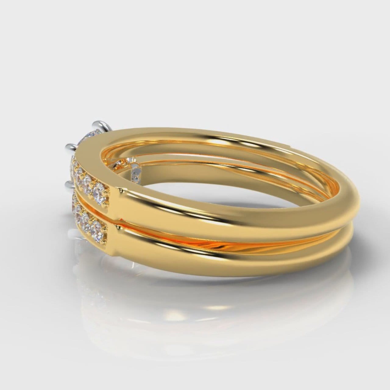 Star Pavé Round Brilliant Diamond Bridal Set - Yellow Gold