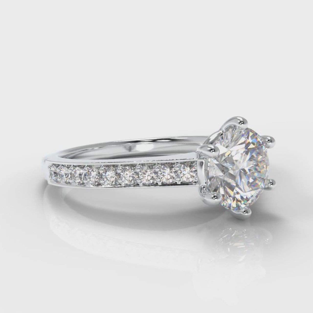 Star Pavé Round Brilliant Diamond Engagement Ring