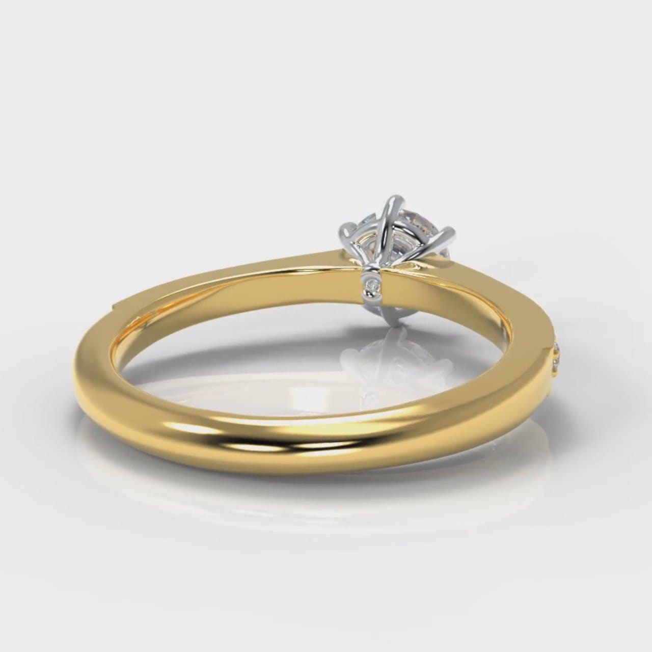 Star Pavé Round Brilliant Diamond Engagement Ring - Yellow Gold