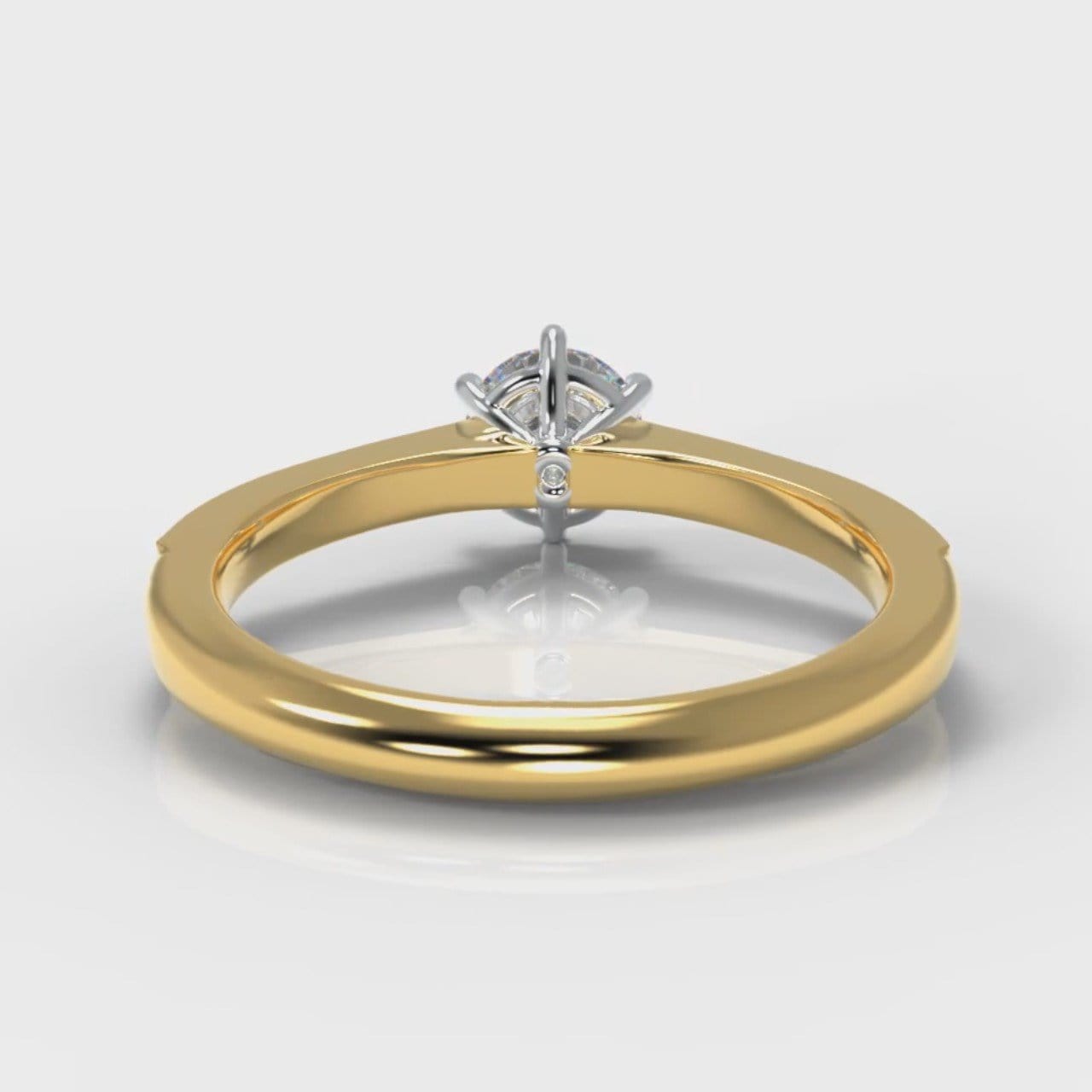 Star Pavé Round Brilliant Diamond Engagement Ring - Yellow Gold