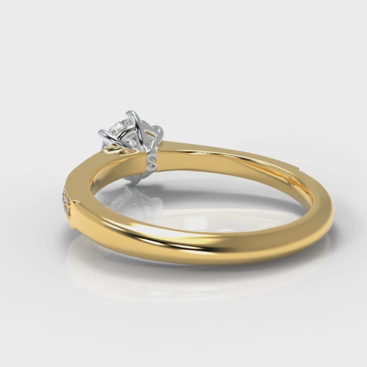 Star Pavé Round Brilliant Diamond Engagement Ring - Yellow Gold