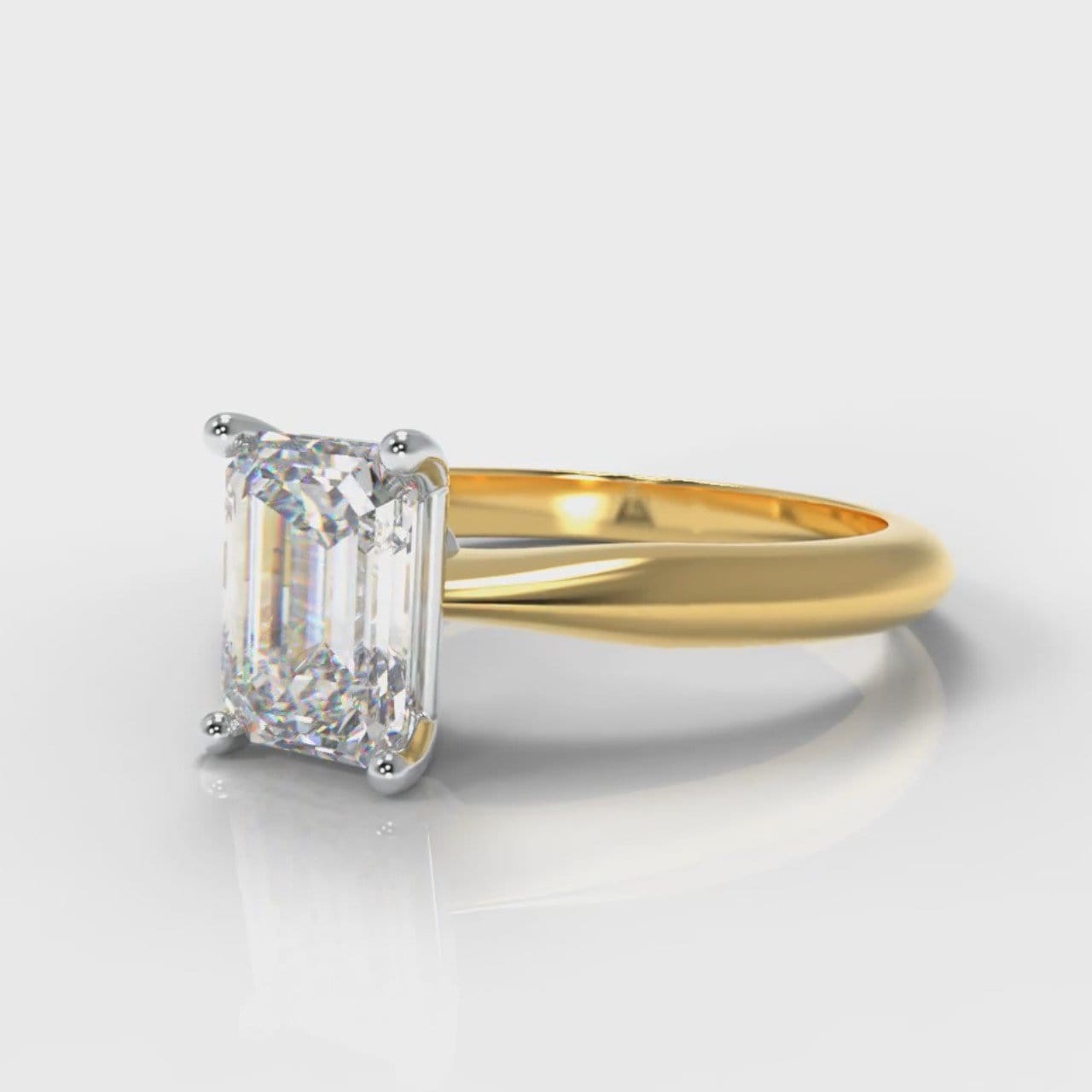 Carrée Solitaire Emerald Cut Diamond Engagement Ring - Yellow Gold