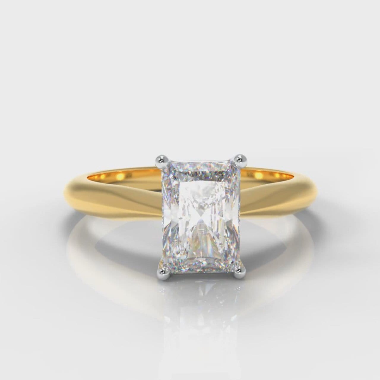 Carrée Solitaire Radiant Cut Diamond Engagement Ring - Yellow Gold