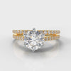 Star Petite Micropavé Round Brilliant Cut Diamond Bridal Set - Yellow Gold