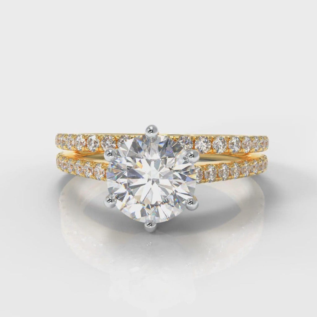 Star Petite Micropavé Round Brilliant Cut Diamond Bridal Set - Yellow Gold