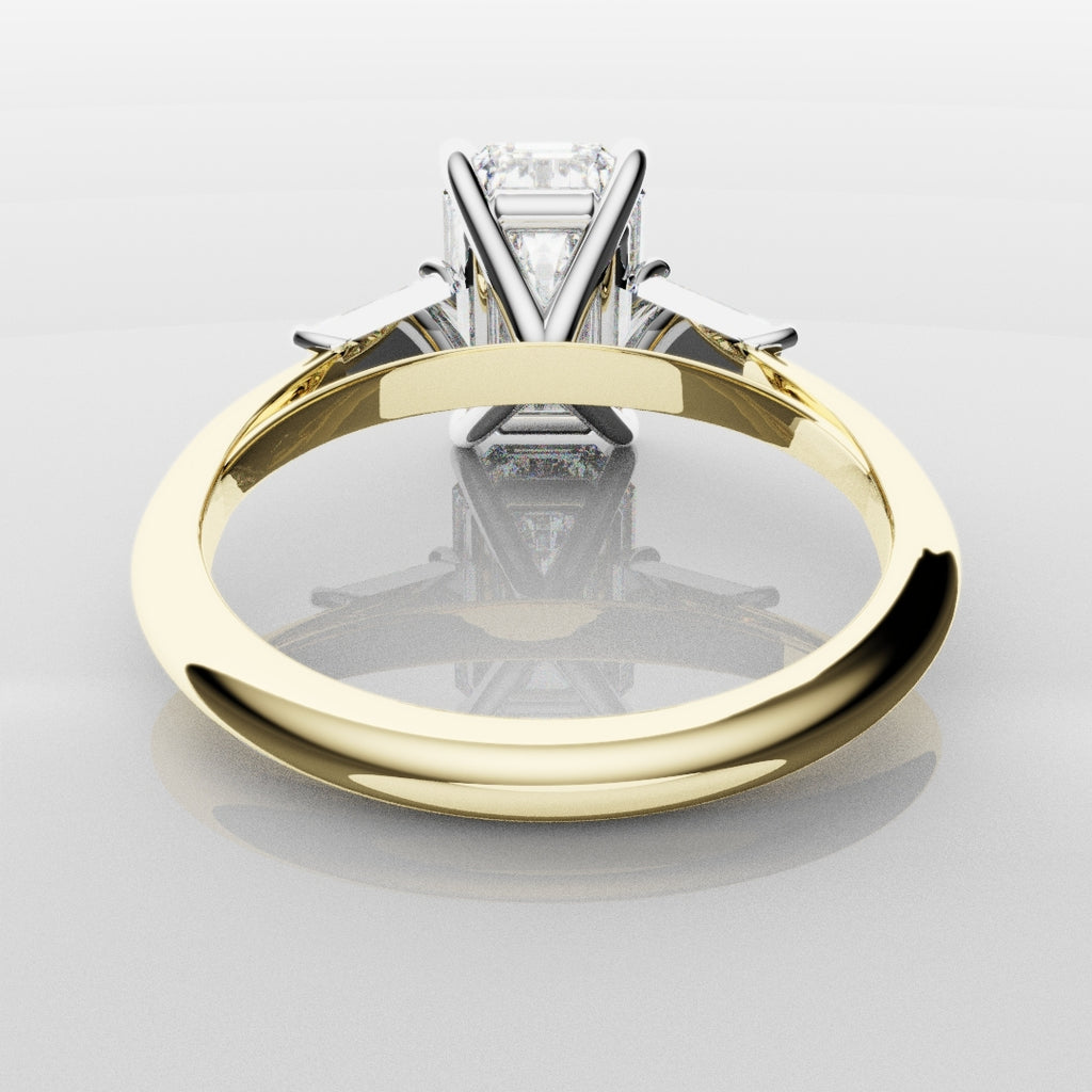 Emerald Cut Diamond Ring With Tapered Baguettes