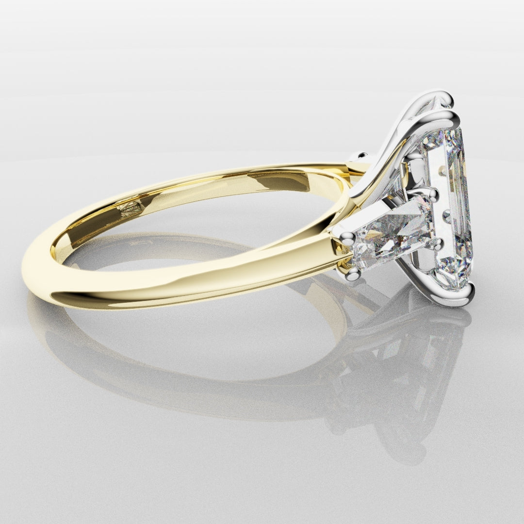 Emerald Cut Diamond Ring With Tapered Baguettes