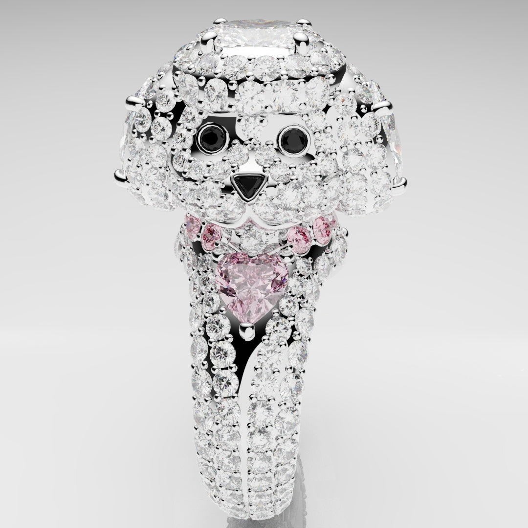 Bespoke Toy Poodle Diamond Ring